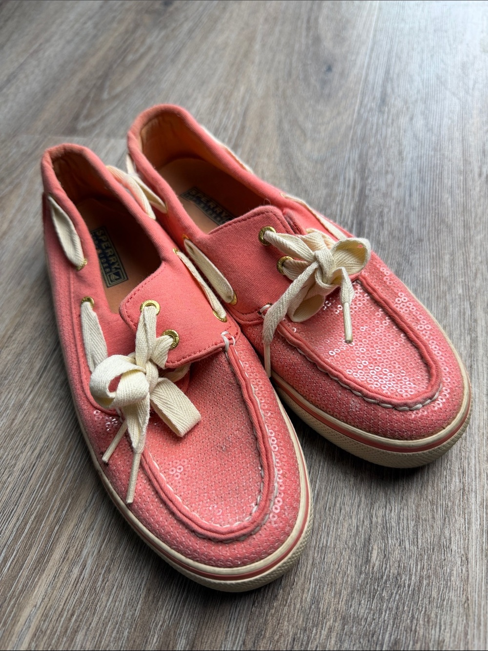Sperry Top Sider Pink Sequin Boat Shoes Size 7